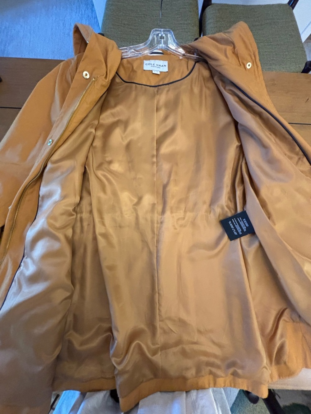 Cole Haan Women's Hooded Jacket in Camel Brown - Picture 6 of 6